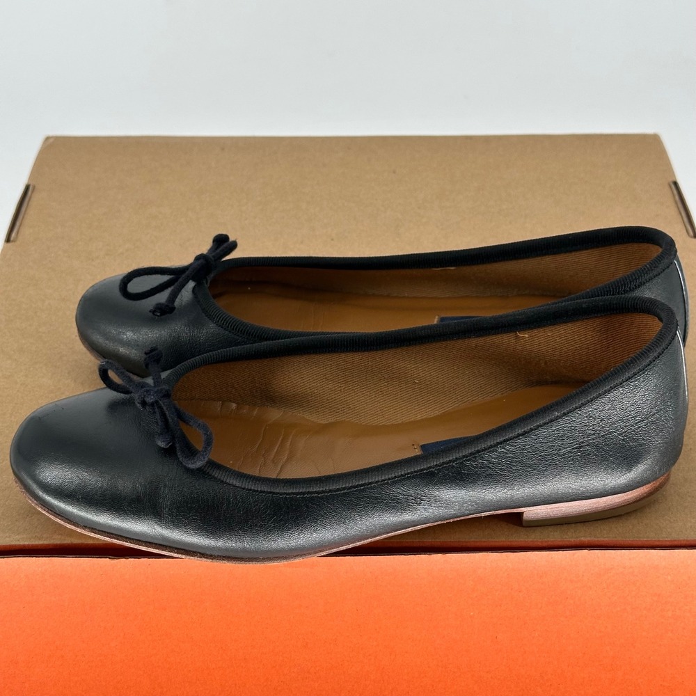 Margaux The Demi Black Nappa Leather Classic Chic Bow Ballet Flat Women's 37 N - Picture 7 of 10
